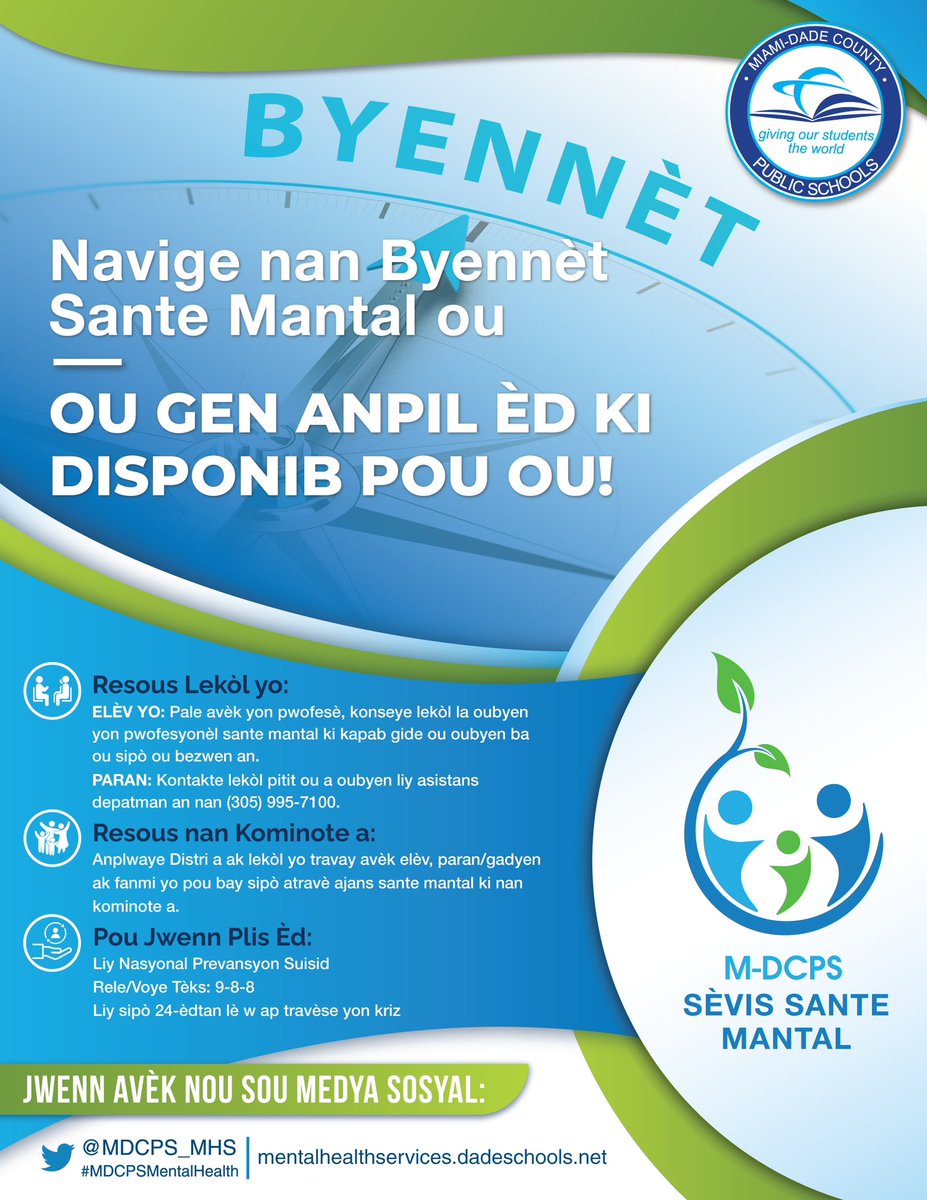 Let's promote healing by asking questions, listening without judgment, &amp; helping those at risk create a network of support. 💙 Ms. Perez &amp; Ms. Elias, TY for your commitment to RDMS &amp; our students! 🐯 <a href="/MDCPS/">Miami-Dade Schools</a> <a href="/SuptDotres/">Jose L. Dotres, Ed.D.</a> <a href="/JuanCarlosBoue/">Juan Carlos Boué</a> <a href="/MDCPS_MHS/">M-DCPS - Mental Health Services</a> <a href="/StdtSvcsMDCPS/">Student Services</a> #YOUmatter