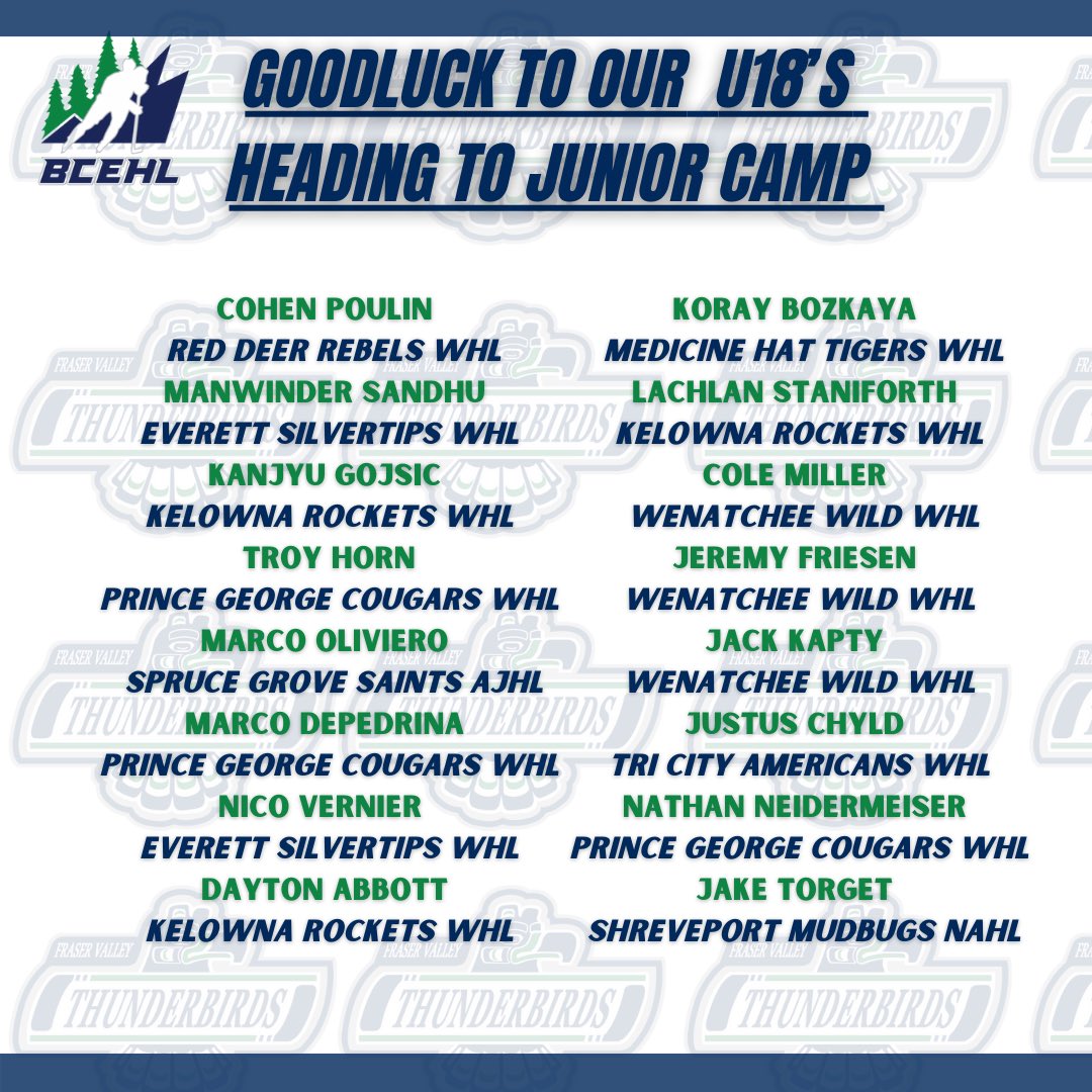 Good luck U18 at Junior Camp! #whl #ajhl #nahl #hockeycamps