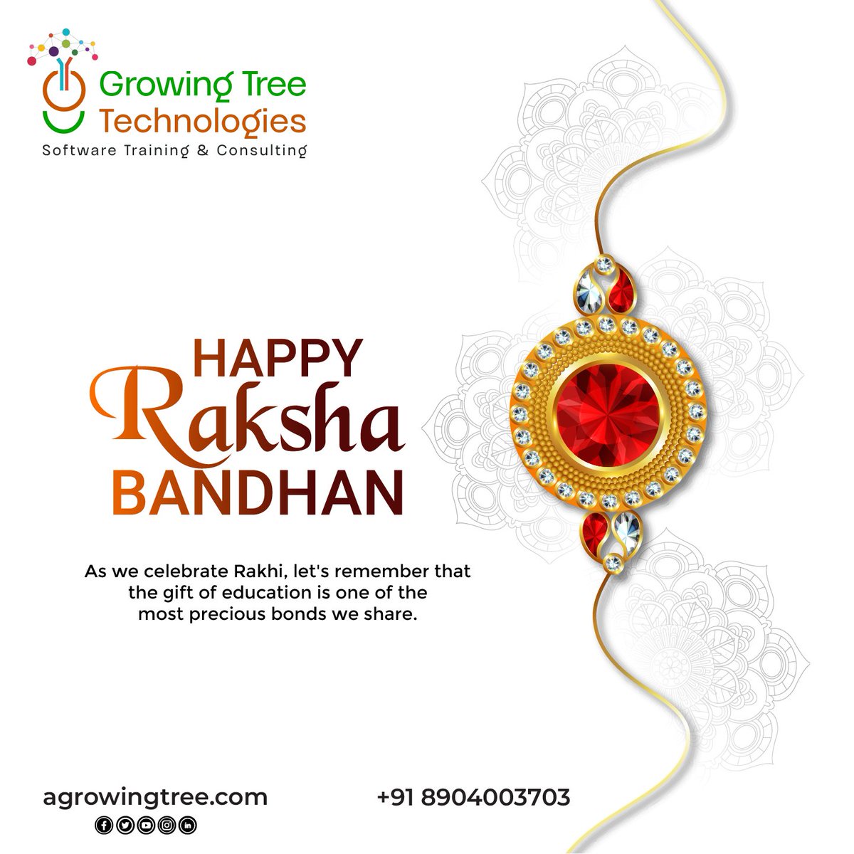 growingtree8904's tweet image. On this auspicious occasion of Raksha Bandhan, may the bond of love between brothers and sisters grow stronger, just like our commitment to innovation! 🌟 Happy Raksha Bandhan! 👫 ​

#rakshabandhan #growingtree