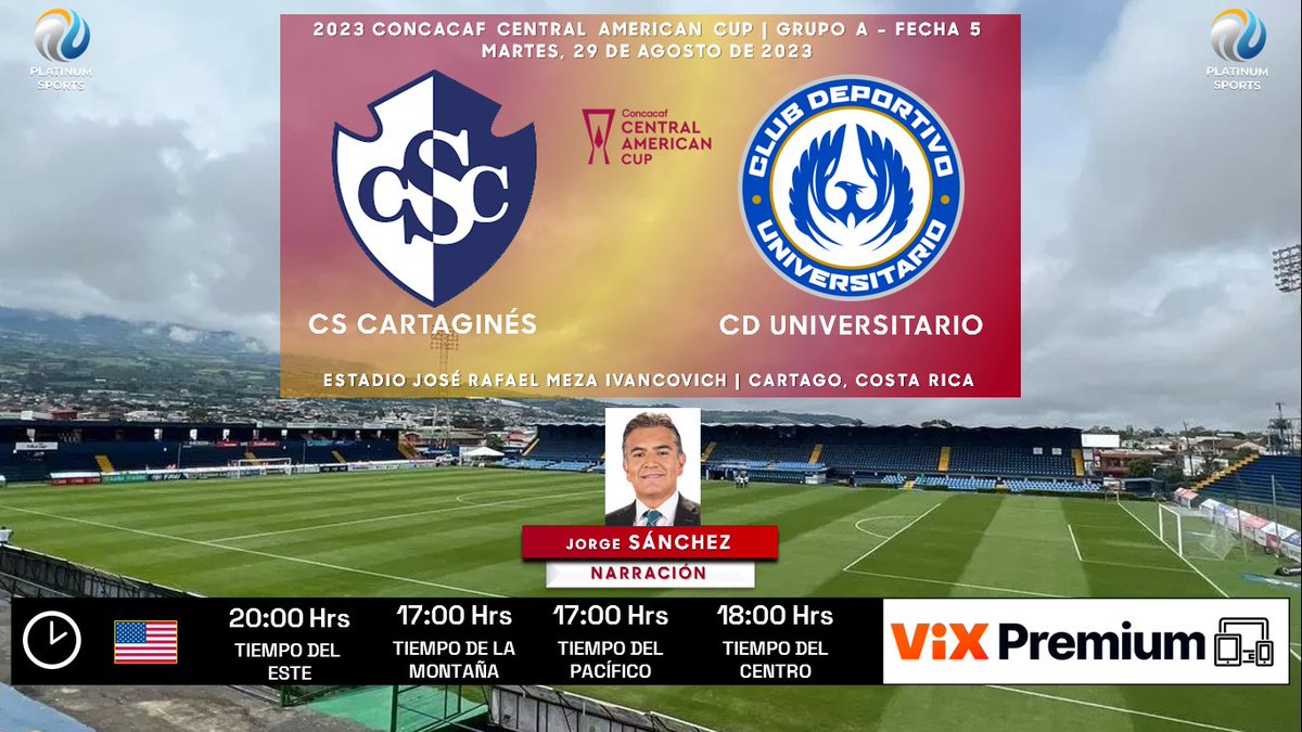 ramonovic09's tweet photo. #ConcacafCentralAmericanCup #Fecha5 | @Cartagines 🆚 @UDUniversitario
🇨🇷 #Cartaginés 🇵🇦 #Universitario
🗓️ Hoy
🇺🇲 ⏰ 20:00 Hrs ET, 17:00 Hrs PT
📱💻 @VIX Premium
🎤 @jsanchez_TUDN
🤳🏼 #CCCenViX #CSCUNI https://t.co/QXympYfDFW