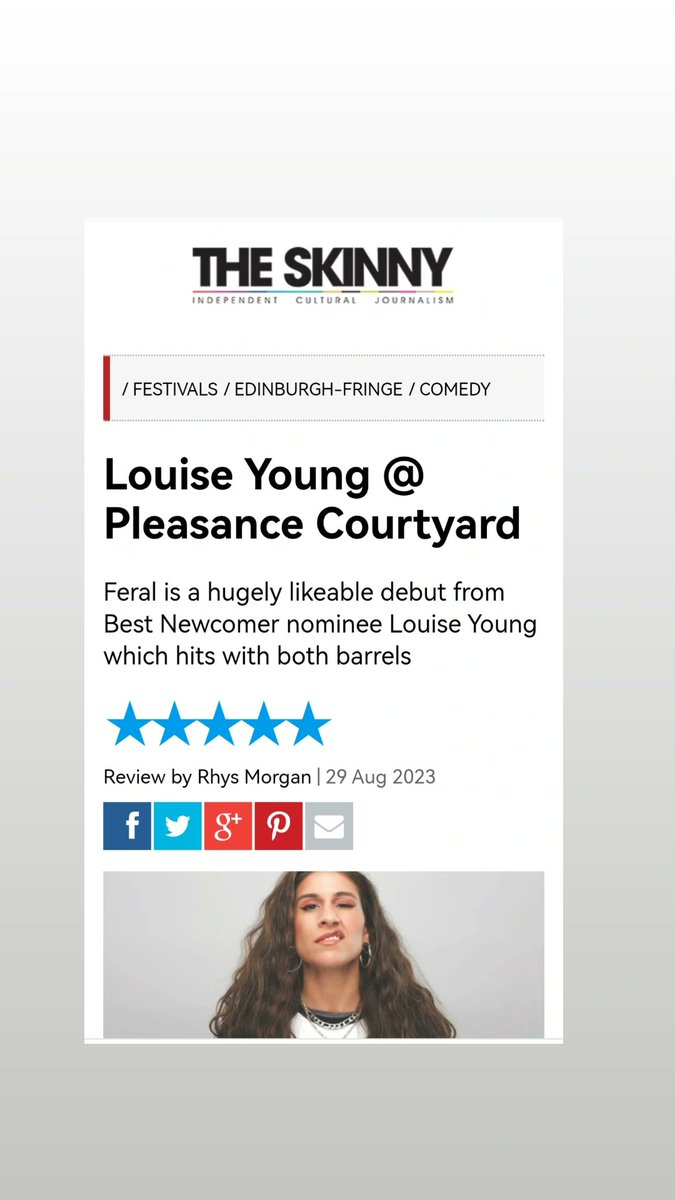 A delightful way to round off the month 5 🌟🌟🌟🌟🌟 from @theskinnymag Goodbye @edfringe now bed