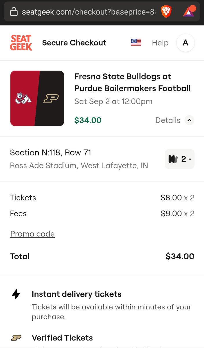 iSwartz's tweet photo. .@PurdueSports the fee structure for @SeatGeek is completely out of control for @BoilerFootball tickets. 36%-112% fee markup!?? Really? https://t.co/loYhQ5WpRa