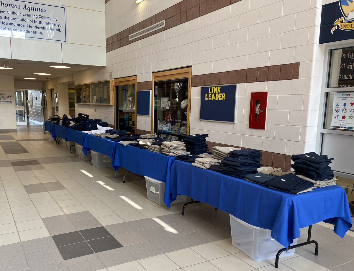 All set for our gently used uniform sale tomorrow morning 8:30-11:30. A good way to supplement your student’s uniform collection. #STA