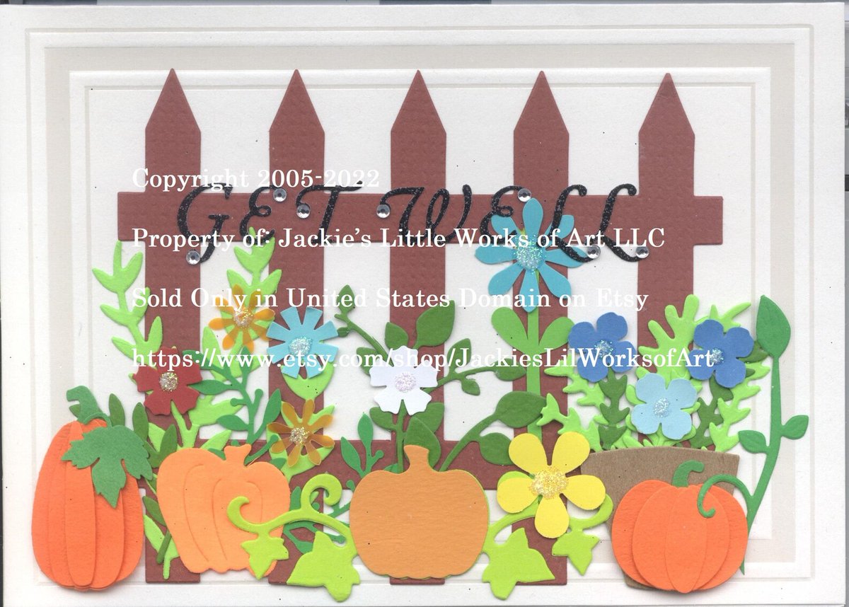 annimae9's tweet image. Get Well Dimensional Greeting Card Soothing Fall/Autumn Garden Fence with Pumpkins Handmade one-of-a-kind OOAK Unique 5x7 GW018 #JackiesLilWorksofArt #getwelldimensionalgreetingcard #fallgarden #handmadeandunique3Dcard  etsy.me/3AGA0Bj