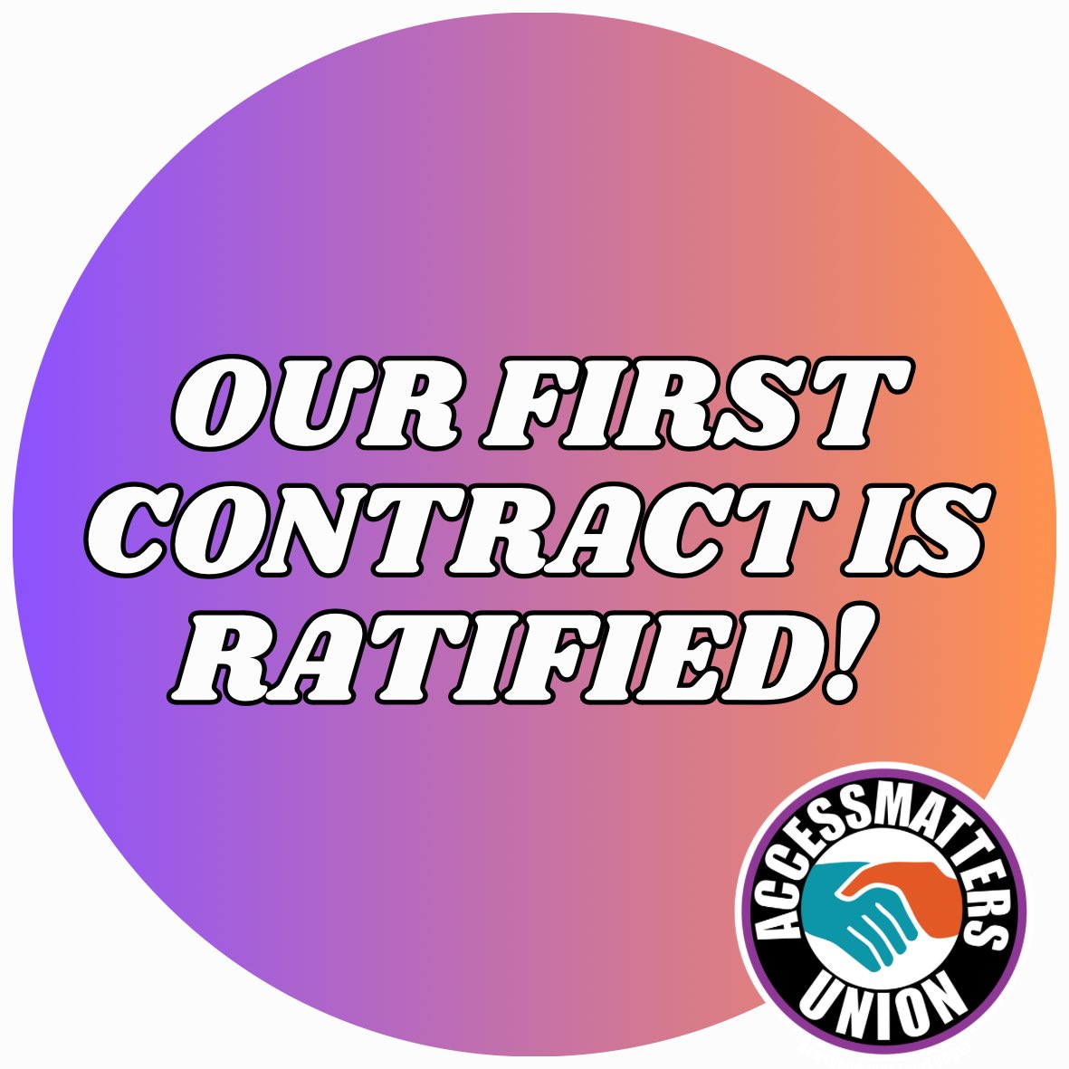 accessmattersu's tweet photo. We have news… We ratified our first collective bargaining agreement today! #HotLaborSummer #UnionPower https://t.co/gldwYP5z2f