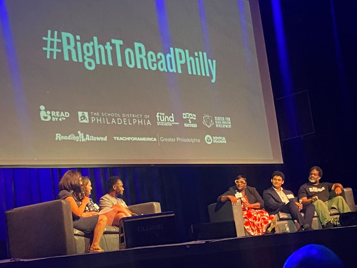 CenterBlackEd's tweet photo. After watching @Readby4th’s showing of #RightToReadPhilly we have a panel conversation with Dr. Nyshawana Francis-Thompson, @PHLschools, the Center’s @selmekki, @LauraBoyce215, @TeachPlus, Angel Osorio, @TeachForAmerica alumnus, and John Butler, Reading Captain + Author. https://t.co/v0pNY6aA4I