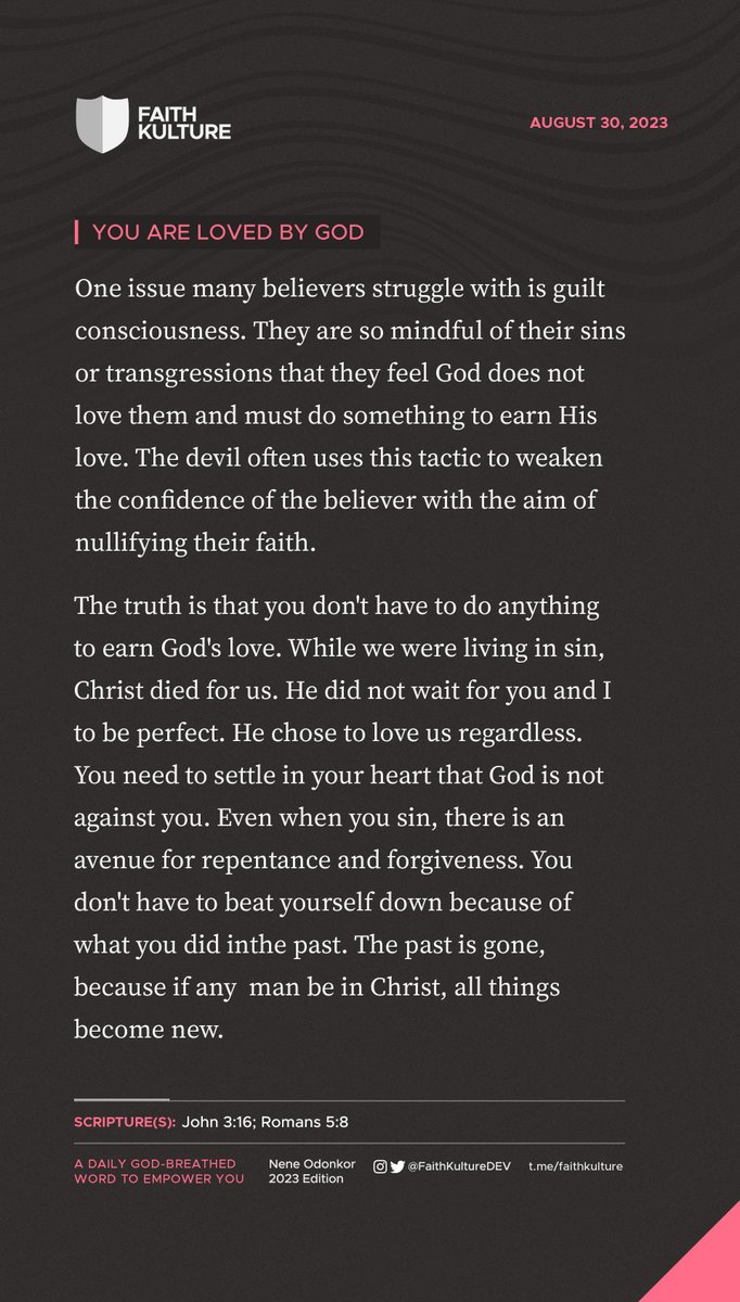 You don't have to beat yourself down because of what you did in the past. God loves you regardless. #FaithKulture
