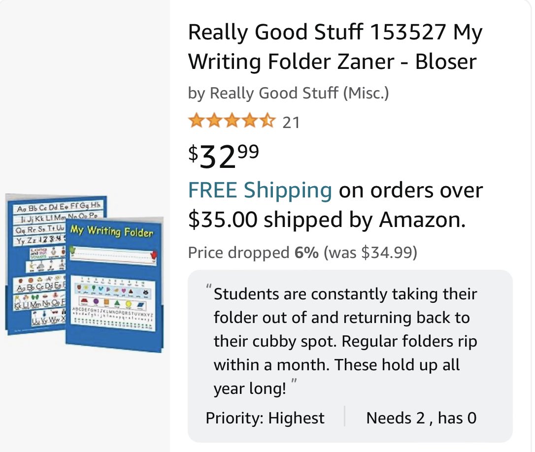 Hope everyone had a great day! Tomorrow will be day 3 for me. I’m still hoping for a kind donor to help with ✍️ folders for my 2nd graders. Take a 👀 👇🏻. I appreciate any support!! ❤️#ClearTheList amazon.com/hz/wishlist/ls…