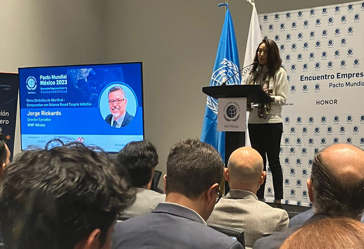 WWF_Mexico's tweet image. Durante el #EncuentroCDMX2023 de @PactoMundialMex, 12 empresas reafirmaron compromisos con la Iniciativa #ScienceBasedTargets (SBT). 

El Consorcio SBT en México (del que WWF es parte) busca que las empresas mexicanas cuenten con objetivos ambiciosos de reducción de emisiones.