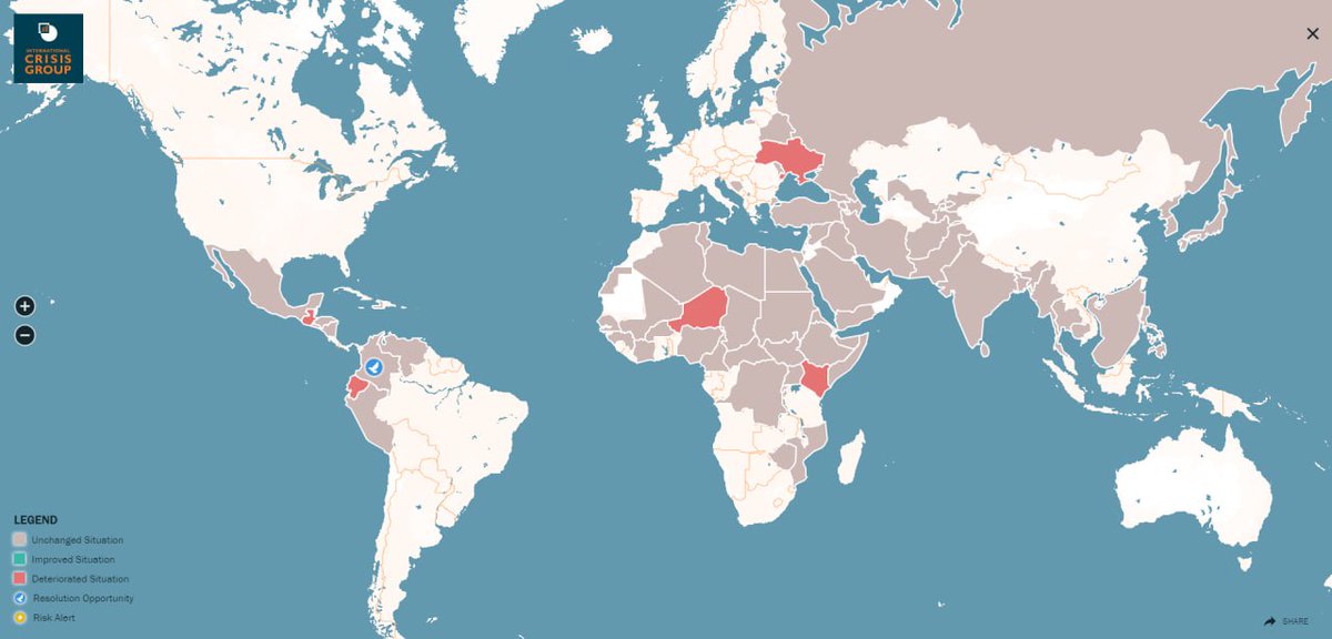 CrisisWatch é uma baita ferramenta para obter informações sobre mais de 70 conflitos armados ativos em todo o mundo. #osint crisisgroup.org/crisiswatch