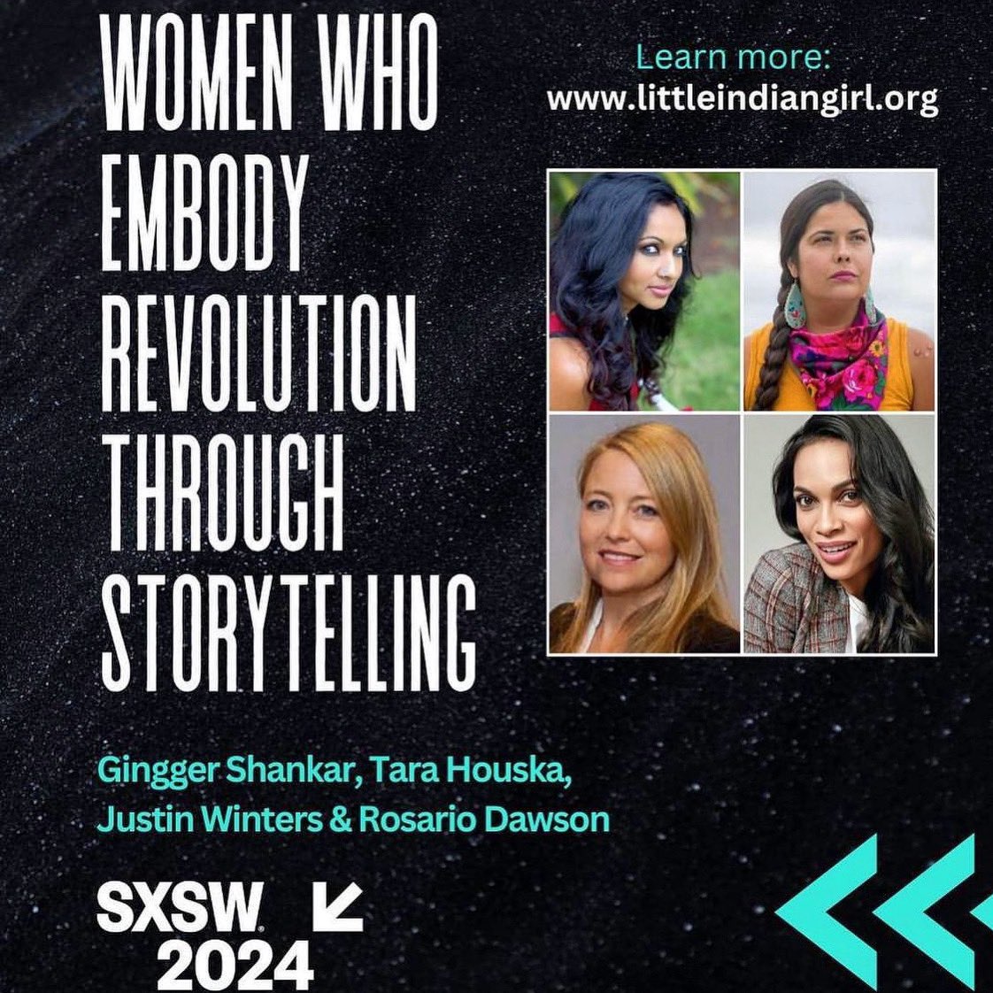 It’s official! Our convo is one of 11 initial featured sessions for SXSW 2024 ✊🏽❤️⚡️

Looking forward to sharing space &amp; stories with this lineup of baddies 🔥

#GinggerShankar #RosarioDawson #JustinWinters #RepresentationMatters