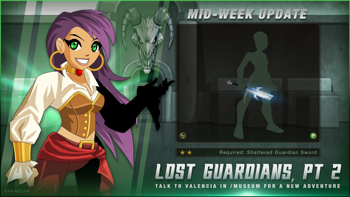 Our mid-week update is live! Talk to Valencia in the /museum to begin part 2 of our Lost Guardians Blade adventure! Travel across Lore hunting for clues and NPCs to direct you onward. Your quest: to find the 0 AC Shattered Guardian Sword Hilt blade! bit.ly/45jW0zg