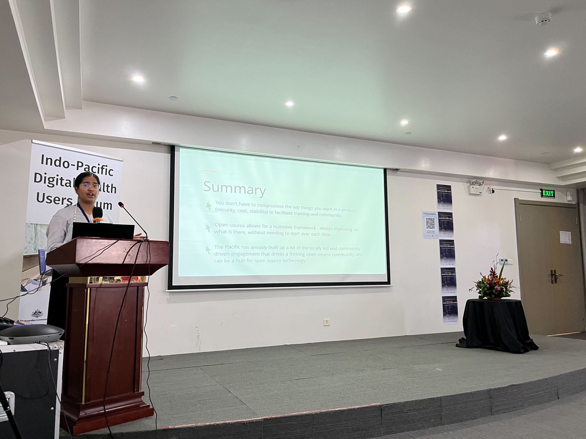 Day 3 #Pacificdighealth23 Dhanya Herath mSupply opened the forum with a deep dive into open-source digital health tools. Highlighting 6 key benefits: stability, security, cost, ownership, accessibility, and building a community of users and developers. <a href="/dfat/">Department of Foreign Affairs and Trade 🇦🇺</a> <a href="/MFATNZ/">New Zealand Ministry of Foreign Affairs & Trade</a> <a href="/mSupply/">The mSupply Foundation</a>