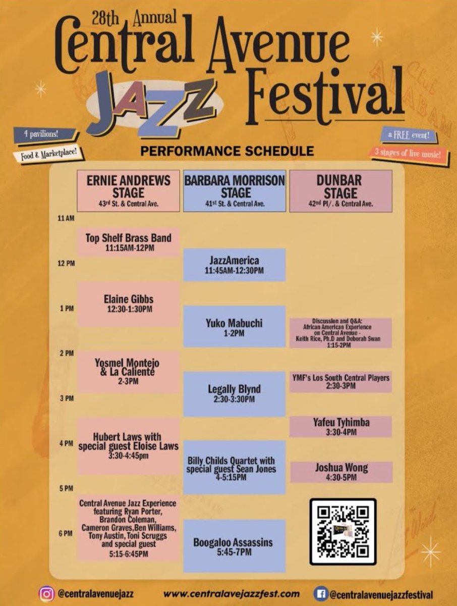 Had a blast recording a couple of radio spots for the return of the much-awaited Central Avenue Jazz Festival– now less than 30 days away! 🎷🎶✨
1/4