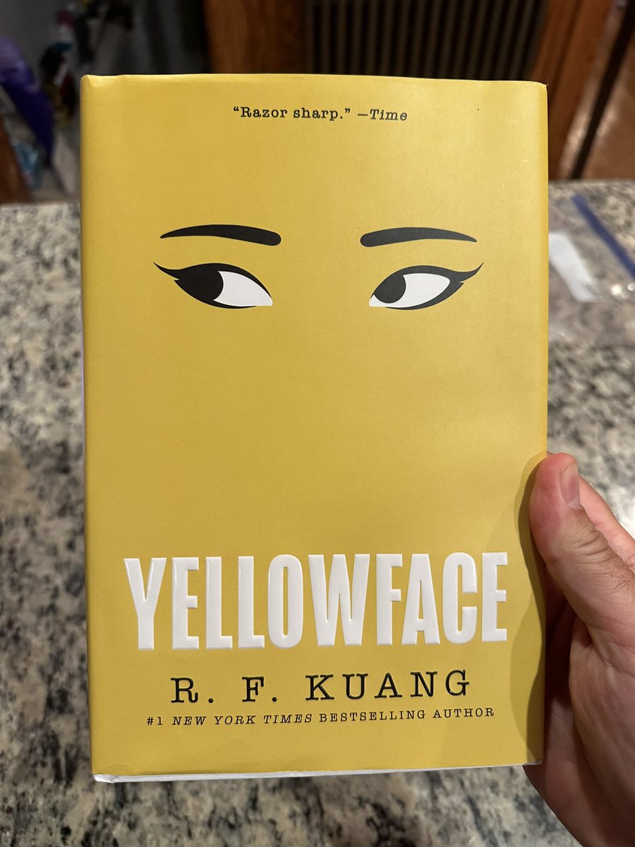 luau's tweet image. Got one last book in before the end of the Summer. Holy Smokes!!! An absolute page-turner that takes you on a roller coaster ride of rooting for and against the protagonist. 10/10! Highly recommend (image is a copy of R. F. Kuang’s Yellowface).