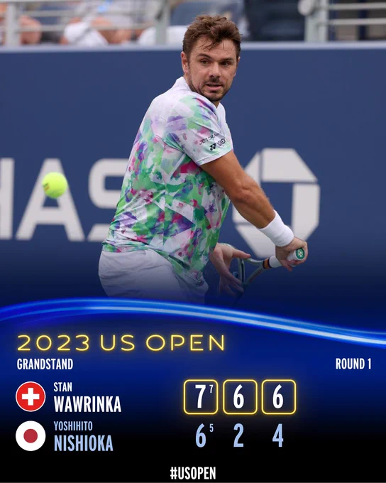 Wawrinka defeats Nishioka 7-6, 6-2, 6-4