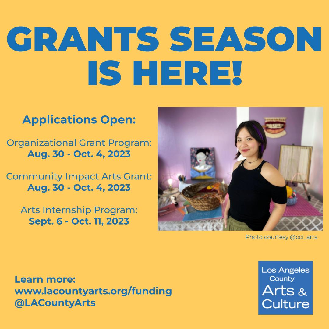 Hey #arts organizations! @LACountyArts grants are back tomorrow. Apply here: lacountyarts.org/funding🎭🎨🖼️