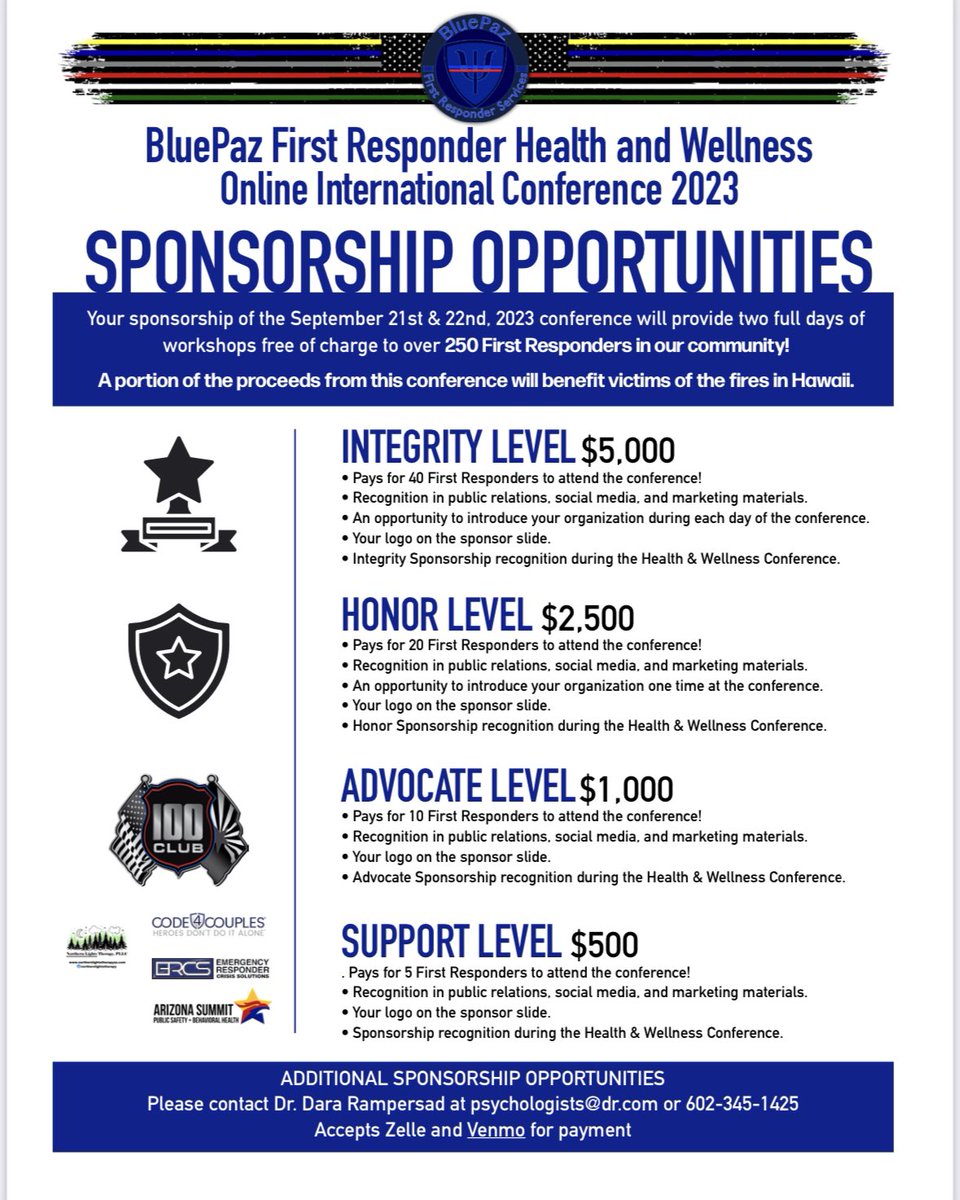 dnrampersad's tweet photo. 300 people registered so far!  Hoping to help positively impact some First Responders’ lives on September 21st &amp; 22nd, 2023!
Only 200 spots left.  Register today.  

Dr. Dara BLUEPAZ, LLC
#BluePaz #firstresponders #lawenforcement #conference #firefighters #dispatch https://t.co/wwPuzfdaWh