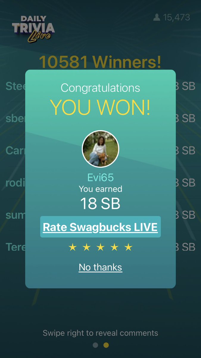 evi_bivins's tweet photo. @SBDailyTrivia I won this one!!!! #SBBraggingRights 
Swag name evi65 https://t.co/u5vhSwcvWc