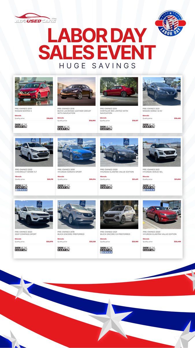 abqused's tweet image. Unbeatable deals await you as we celebrate the hard work you do. Drive into huge discounts, special financing options, and more! Visit us today!
#ABQusedcars #LaborDaySales #DriveIntoSavings

Click here 👇
abqusedcars.com