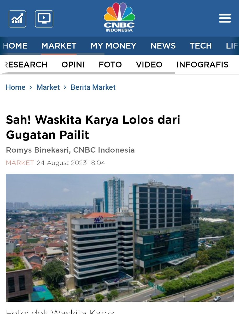 SAH....!! Waskita lolos dari gugatan pailit.

Sidang putusan gugatan Penundaan Kewajiban Pembayaran Utang (PKPU) terhadap PT Waskita Karya telah digelar di PN Jakarta Pusat pekan lalu. 

Dalam putusannya, Majelis Hakim memutuskan menolak permohonan PKPU yang diajukan pemohon