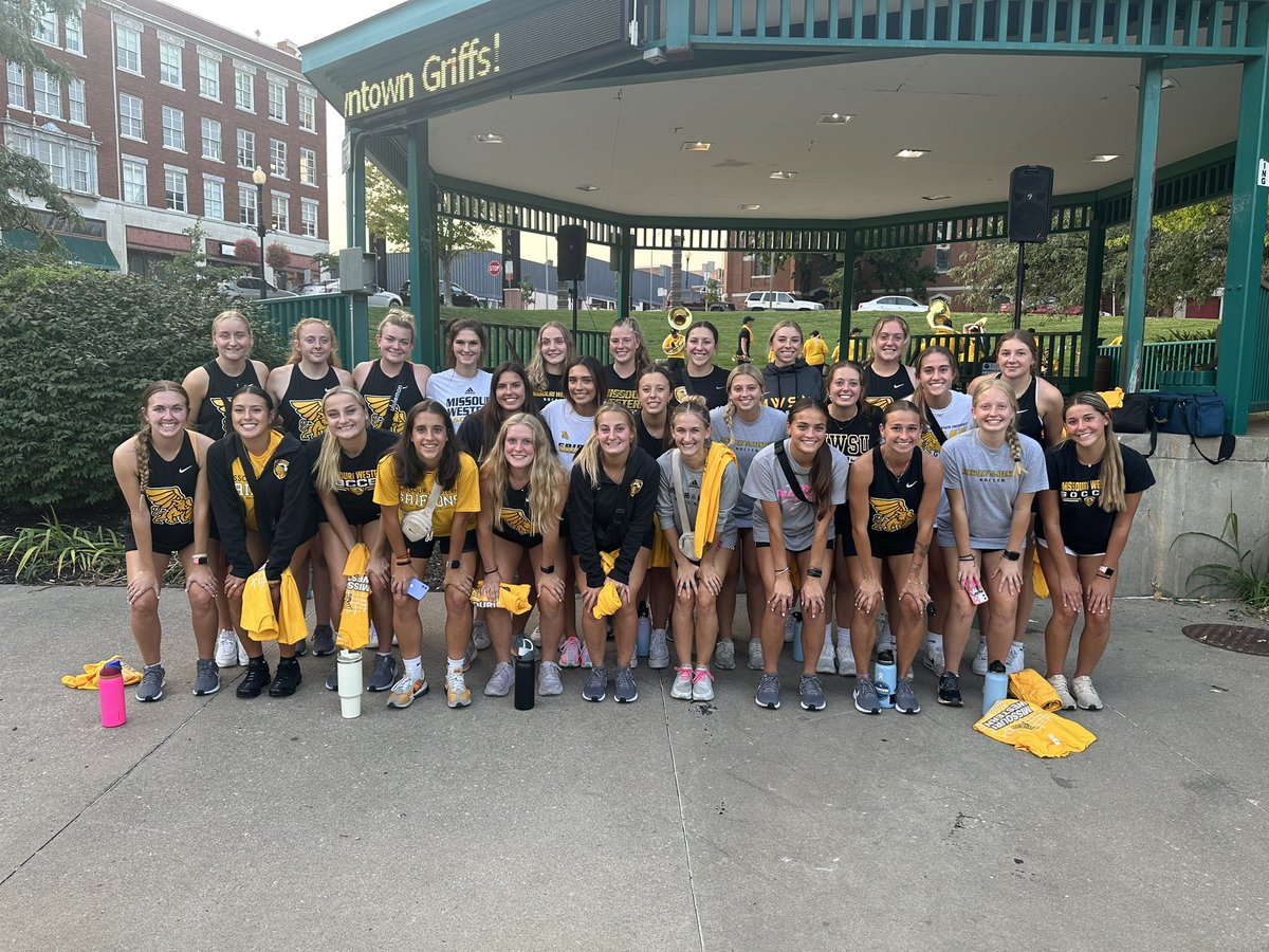 Ladies are excited to get the season kicked off this Friday! A great Gold Rush pep rally downtown St Joes! #GriffUp