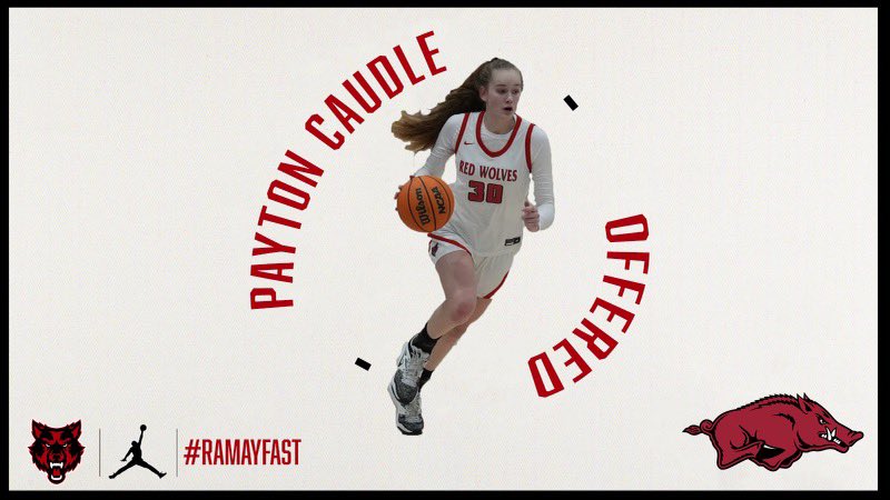 Ramay_WBB's tweet photo. Congratulations to @paytoncaudle30 on being offered by the University of Arkansas! Earned and well deserved. We are so proud of you! https://t.co/zYp8OxPMwL