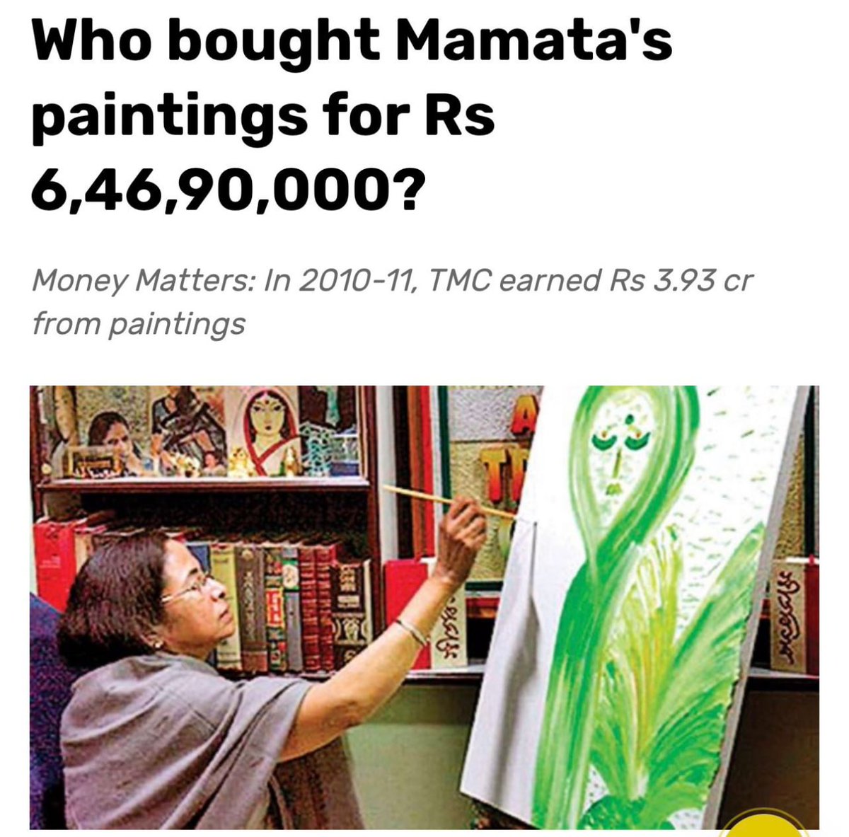 tapabratajana0's tweet photo. #DidYouKnow | #MamtaBanerjee could too do #Monlisa like Leonardo-Da-Vinci 

Nearly 300 paintings of her were sold in 2-3 exhibitions and Rs 9 crore was earned in total, each of them costing Rs 3 lakh.

#Painting #Artist #Art #creativity #WestBengal https://t.co/fcNdcaMdWD