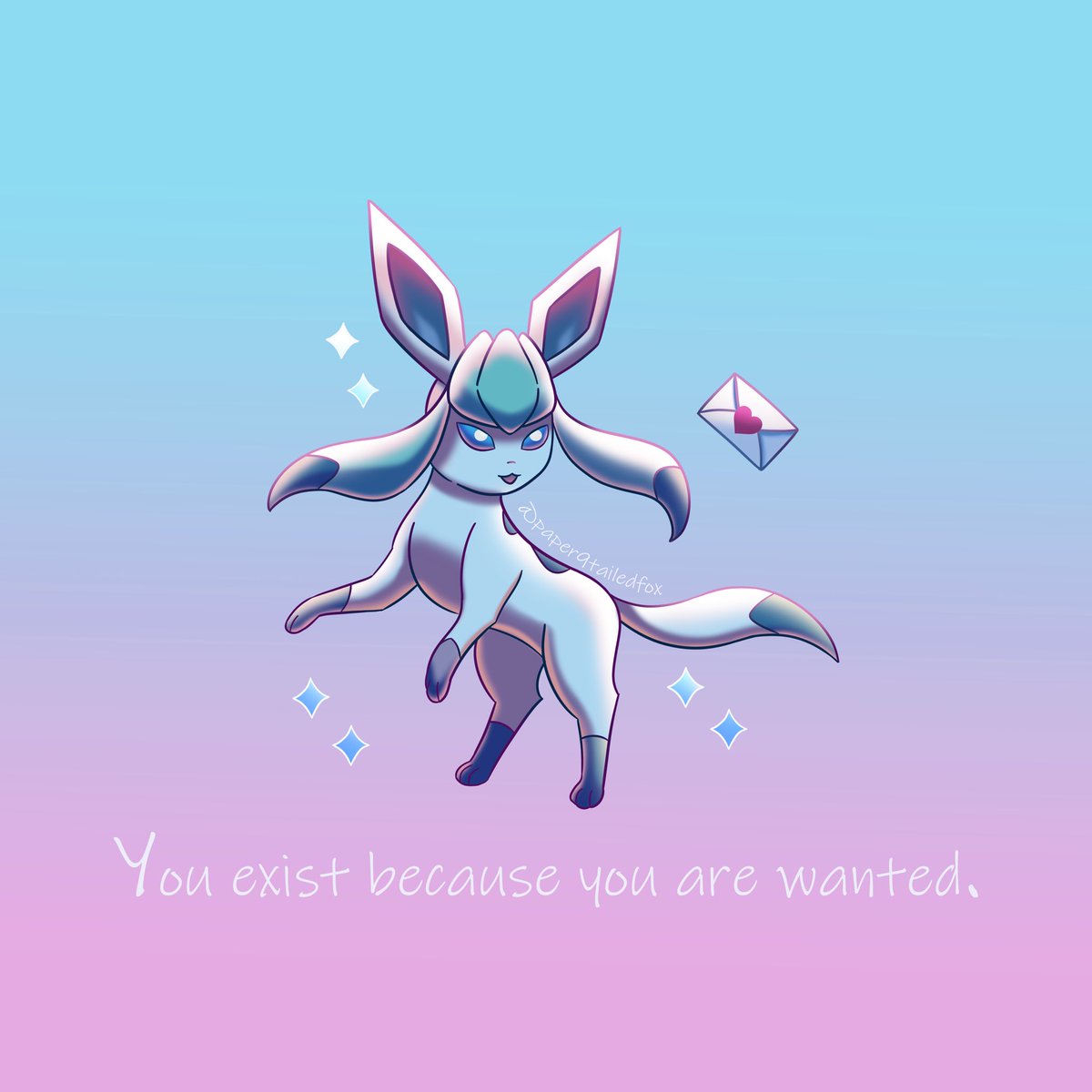 paper9tailedfox's tweet photo. “You exist because you are wanted.” #glaceon #eeveelutions https://t.co/9zLeK16Ntu