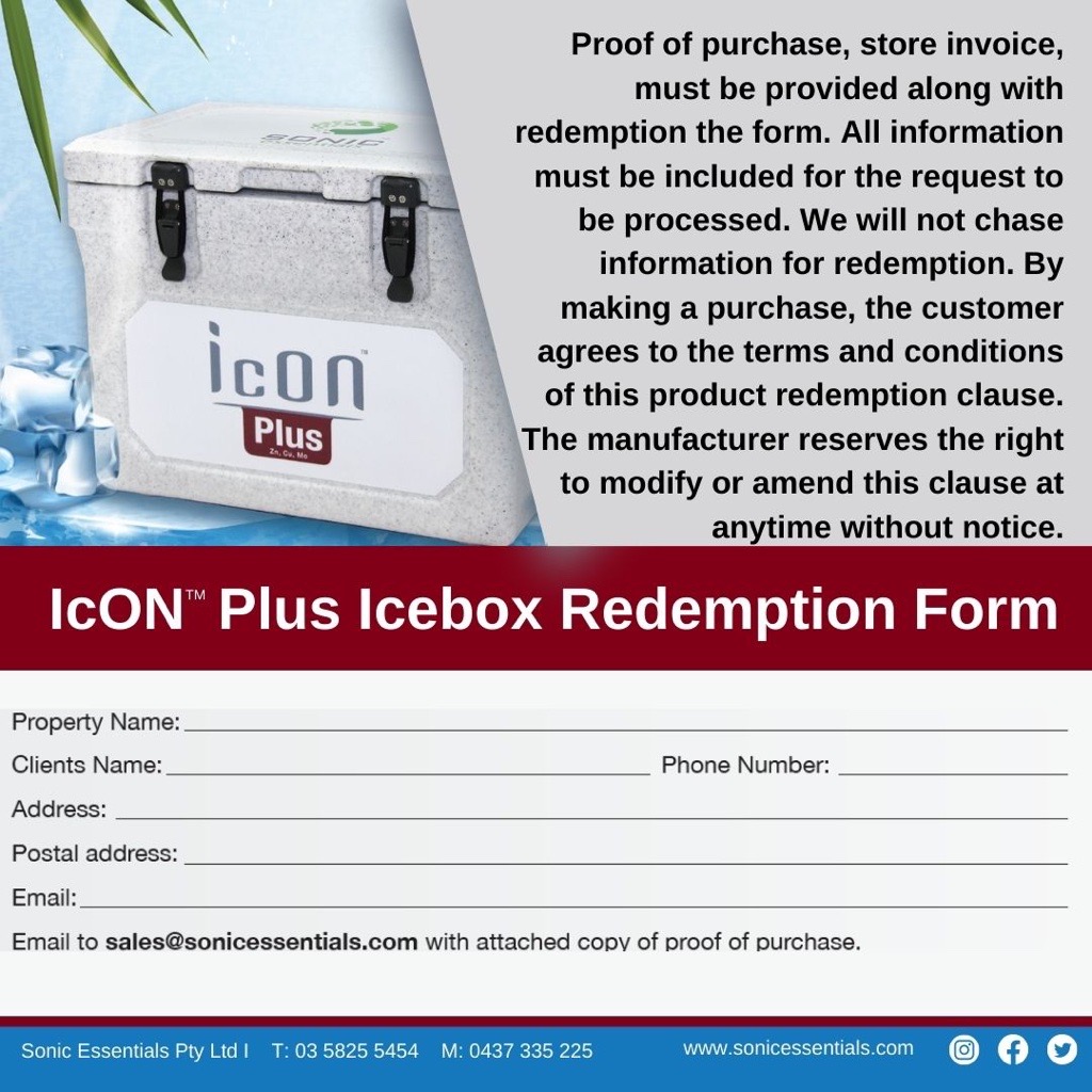 SonicEssentials's tweet photo. LAST DAY TO CLAIM YOUR #IcONPlus ICEBOX. If you have purchased 100L+ of IcON Plus in the 2023 season you can claim. Please send an inbox if you require help or have any questions. https://t.co/PrOOJUuROn