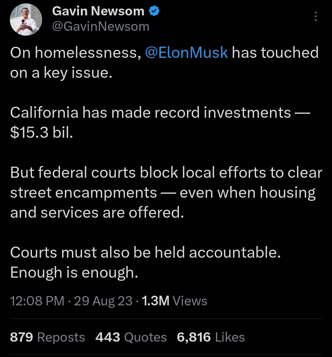Gavin Newsom is amplifying dangerous and inaccurate claims about unhoused people, blaming people who live on the streets for the political class's failures. 

Our housing system is fundamentally broken. That's not because unhoused people have constitutional rights.