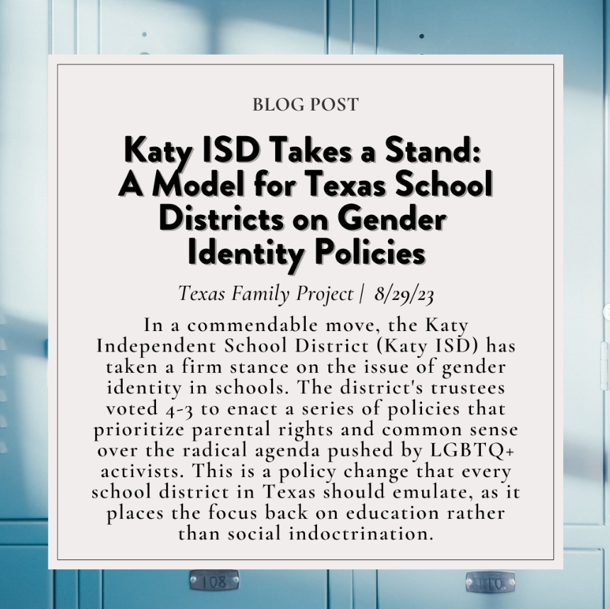 FamilyProjectTX's tweet photo. Katy ISD Takes a Stand: A Model for Texas School Districts on Gender Identity Policies

In a commendable move, the Katy Independent School District (Katy ISD) has taken a firm stance on the issue of gender identity in schools. The district's trustees voted 4-3 to enact a series of policies that prioritize parental rights and common sense over the radical agenda pushed by LGBTQ+ activists. This is a policy change that every school district in Texas should emulate, as it places the focus back on education rather than social indoctrination.