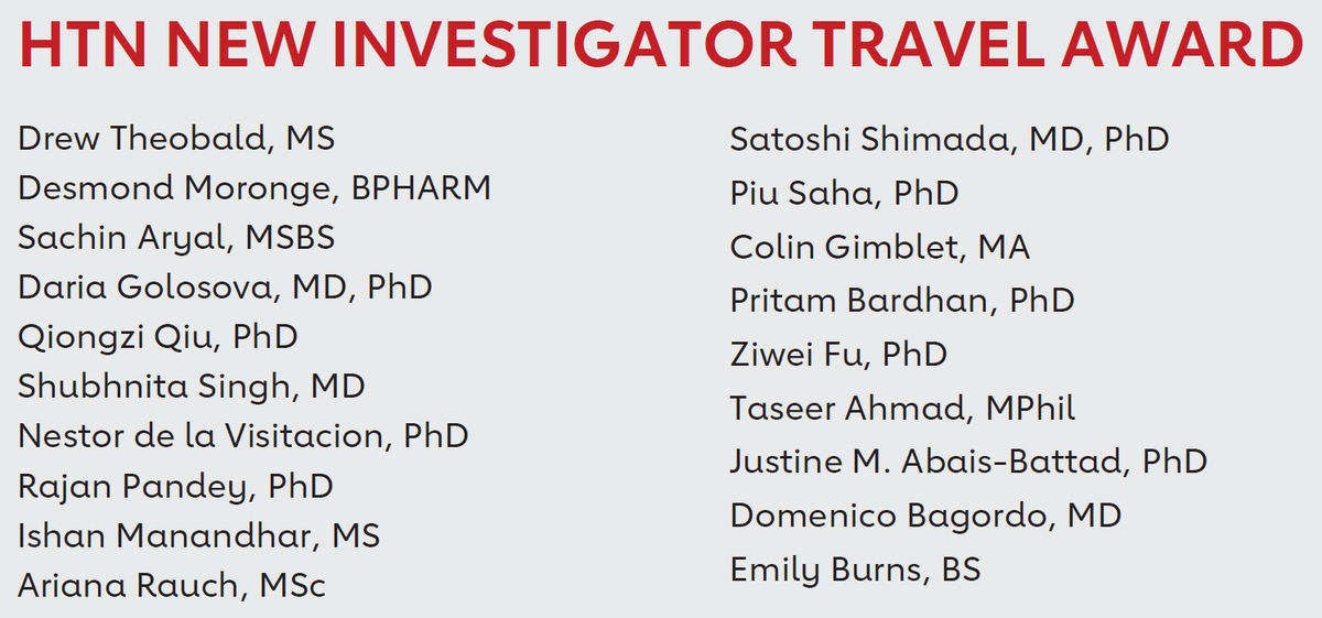 #Hypertension23 is 2⃣ days away! Let's congratulate the winners of the @CouncilonHTN New Investigator Travel Award!