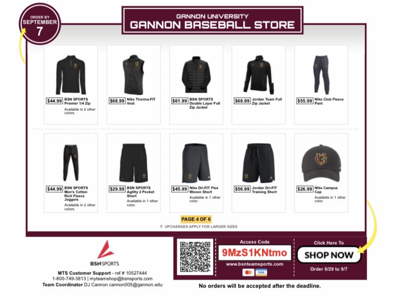 🚨 Get your gear here! Our team store is now open until September 7th! You can place your orders by following this link: bsnteamsports.com/shop/9MzS1KNtmo 
#𝓰𝓾𝓲𝓬𝓮