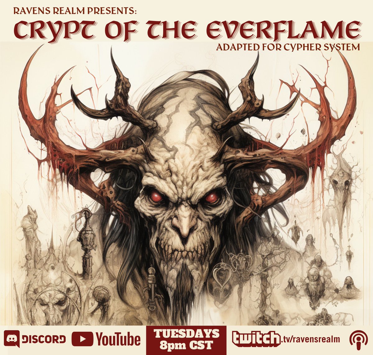 RavensRealmPod's tweet photo. Don't miss the thrilling premiere of our Cypher System adventure starting soon! It's all on

https://t.co/1BfaVIY5Lb

#cyphersystem #numenera #tabletoprpg #rpg #ttrpg #roleplaying #montecookgames #roleplayinggames #tabletopgames  #dnd #dungeonsanddragons #e #rpg #ttrpg #fantasy https://t.co/M2cp6tHodq