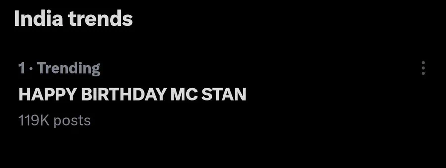 Kiwyasmi_999's tweet photo. The tagline HAPPY BIRTHDAY MC STAN was literally trending on no.1 and it has been 6am but still it's trending 🔥🔥🫡
Power of the OG #MitraMandal and #StannyArmy
#StannyDiwas #MCStan𓃵 #mcstanhbd https://t.co/r480b98IEN