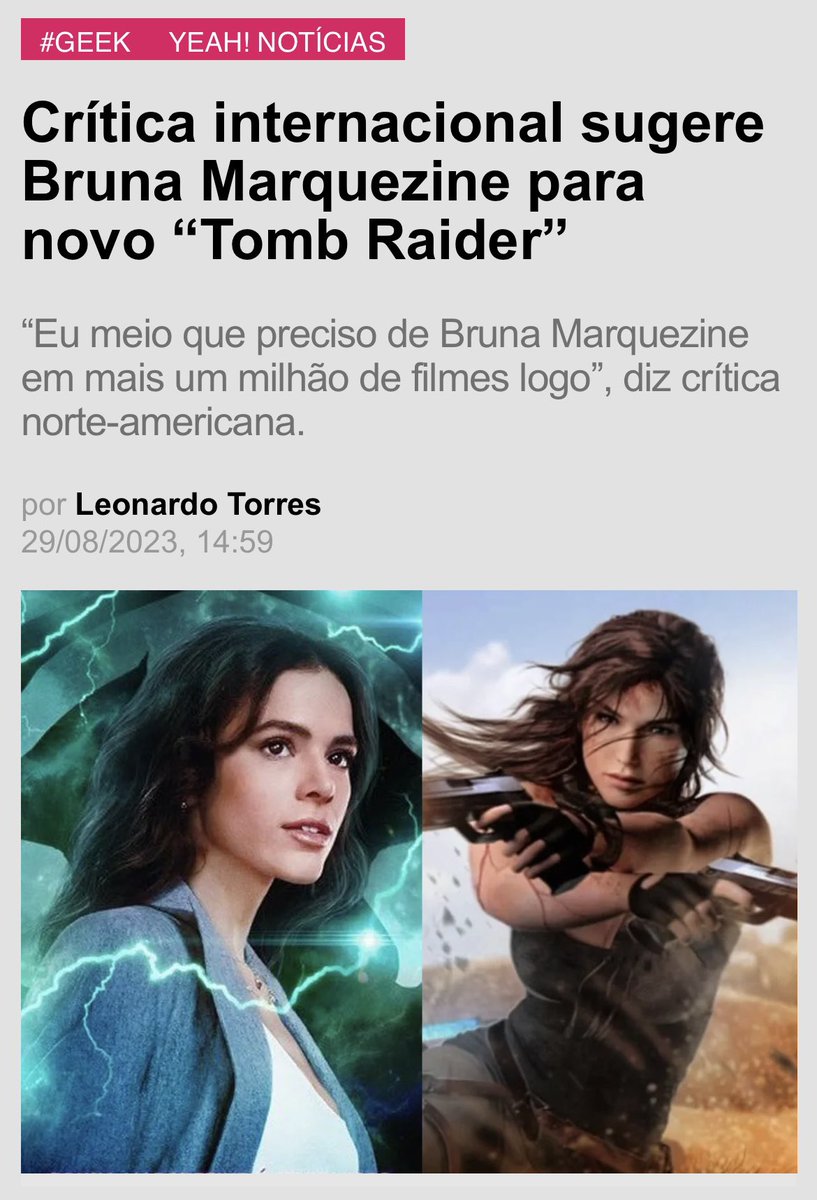 Crítica internacional quer Bruna Marquezine como Lara Croft em 'Tomb Raider