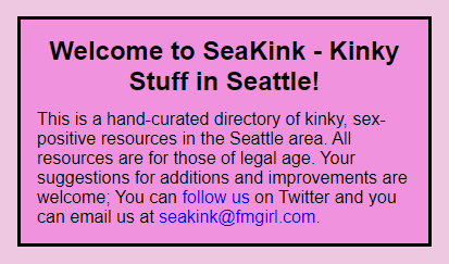 Sea_Kink's tweet photo. Seattle Kink ( https://t.co/Rp8GbUjotu ) has been updated - welcome aboard @servealexandra and  @AlbedoRobin ! https://t.co/jGVA8PKTeP