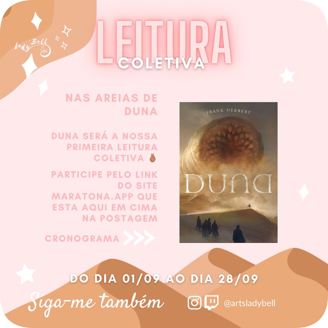 LadyBellArts's tweet photo. ✨Leitura Coletiva!✨
Link para a leitura coletiva no https://t.co/NRbRyKX6k1: https://t.co/QiOzrv3D2y
Participe dessa leitura comigo 💕

#duna #nasareiasdeduna https://t.co/tENeMLrnjc