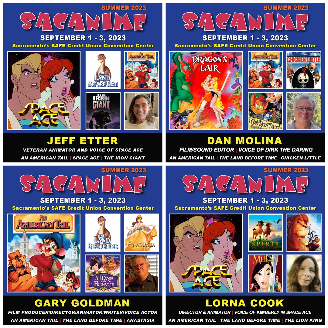 SacAnime's tweet photo. SacAnime Summer is less then three days don't miss out on #JeffEtter, #DanMolina, #GaryGoldman and #LornaCook some of the amazing animation and voice talent behind classic animated films like #AnAmericanTail, #TheLandBeforeTime, #Disney's #Chickenlittle, #Mulan and more! https://t.co/LWie95nSUX