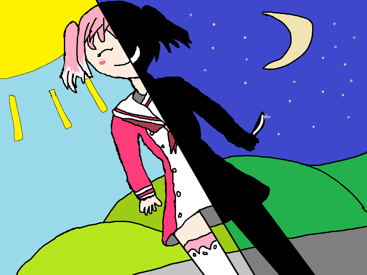 Rstnlosu's tweet photo. Cute drawing i did representing nana-chan, (i originaly wanted to make something a little scary, but it turned out so cute that i just felt like leaving  it like that) https://t.co/BoYLas21d5