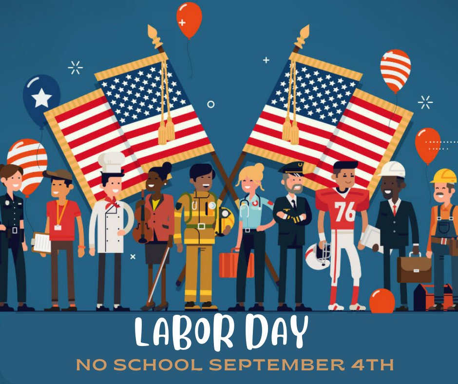 TES_Tigers's tweet photo. In observance of Labor Day, school will not be in session on Monday, Sept. 4th. https://t.co/DEJUKAlSwx