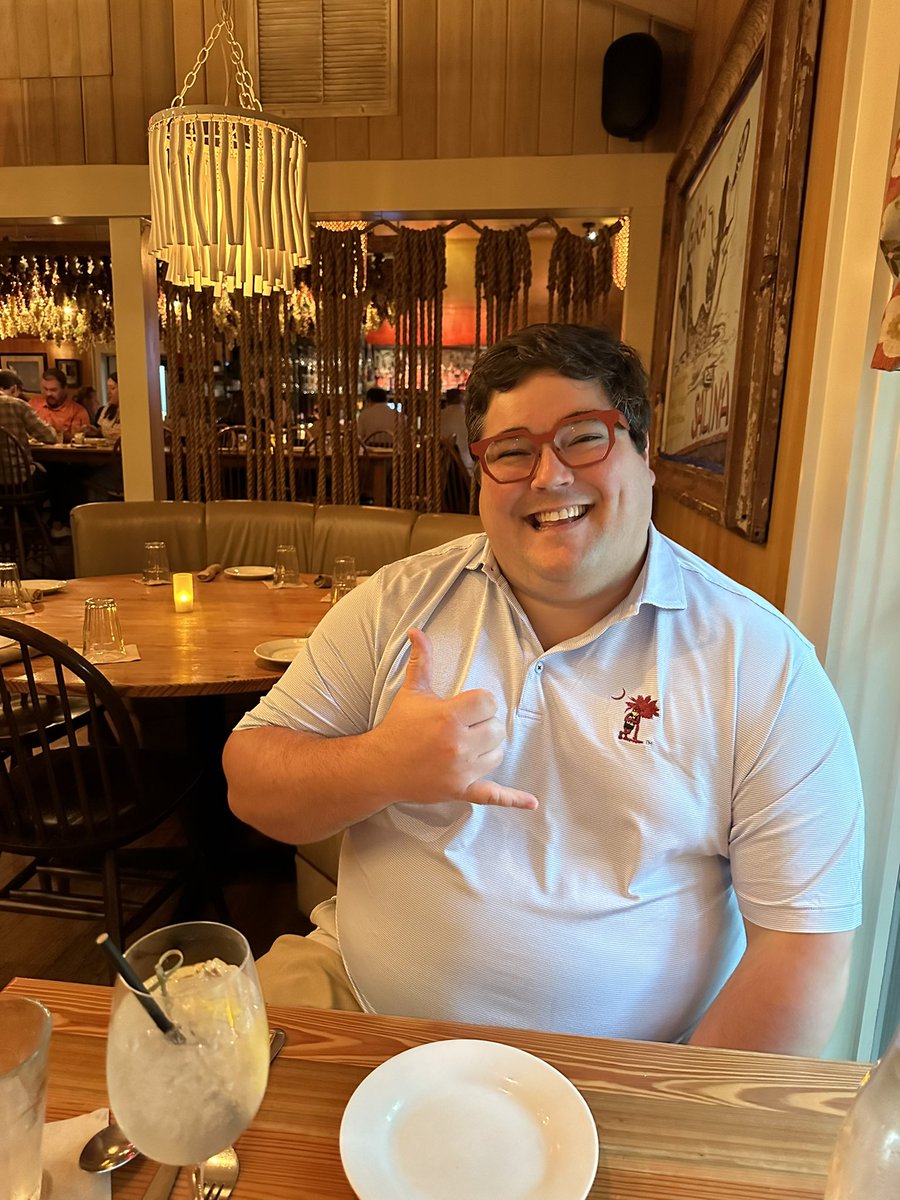 cocks_by_90's tweet photo. Went out to dinner tonight for our “Last Supper” before Football Season gets in full swing! It’s been Carolina gear ALL WEEK LONG! Rocking my new Cocky shirt from Smith and James tonight! Love their gear!

Carolina Calls Thursday ➡️ CLT Horseshoe Bar Friday ➡️ GAMEDAY Saturday!🤙🏻 https://t.co/6DVN4SsVsU