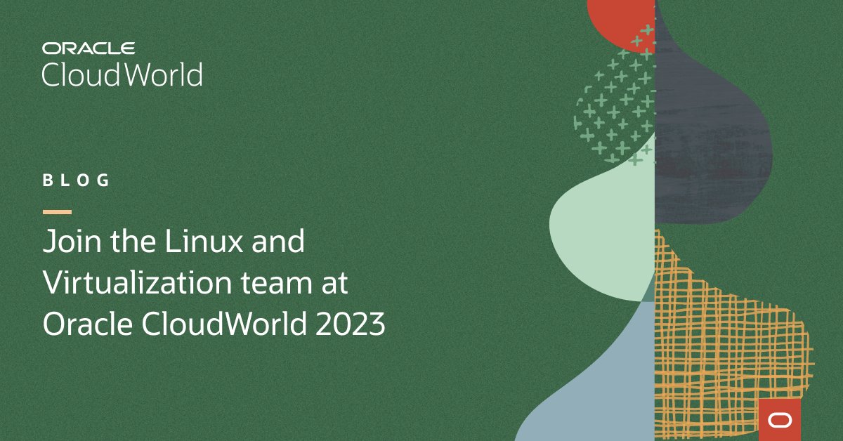 Laurel_Group's tweet photo. Learn about the latest enhancements in the @OracleLinux and Virtualization portfolio, sharpen your skills, and enhance your Linux learning at @Oracle #CloudWorld 2023. 
https://t.co/D9p5bY2yFK https://t.co/kANAhfsJxV