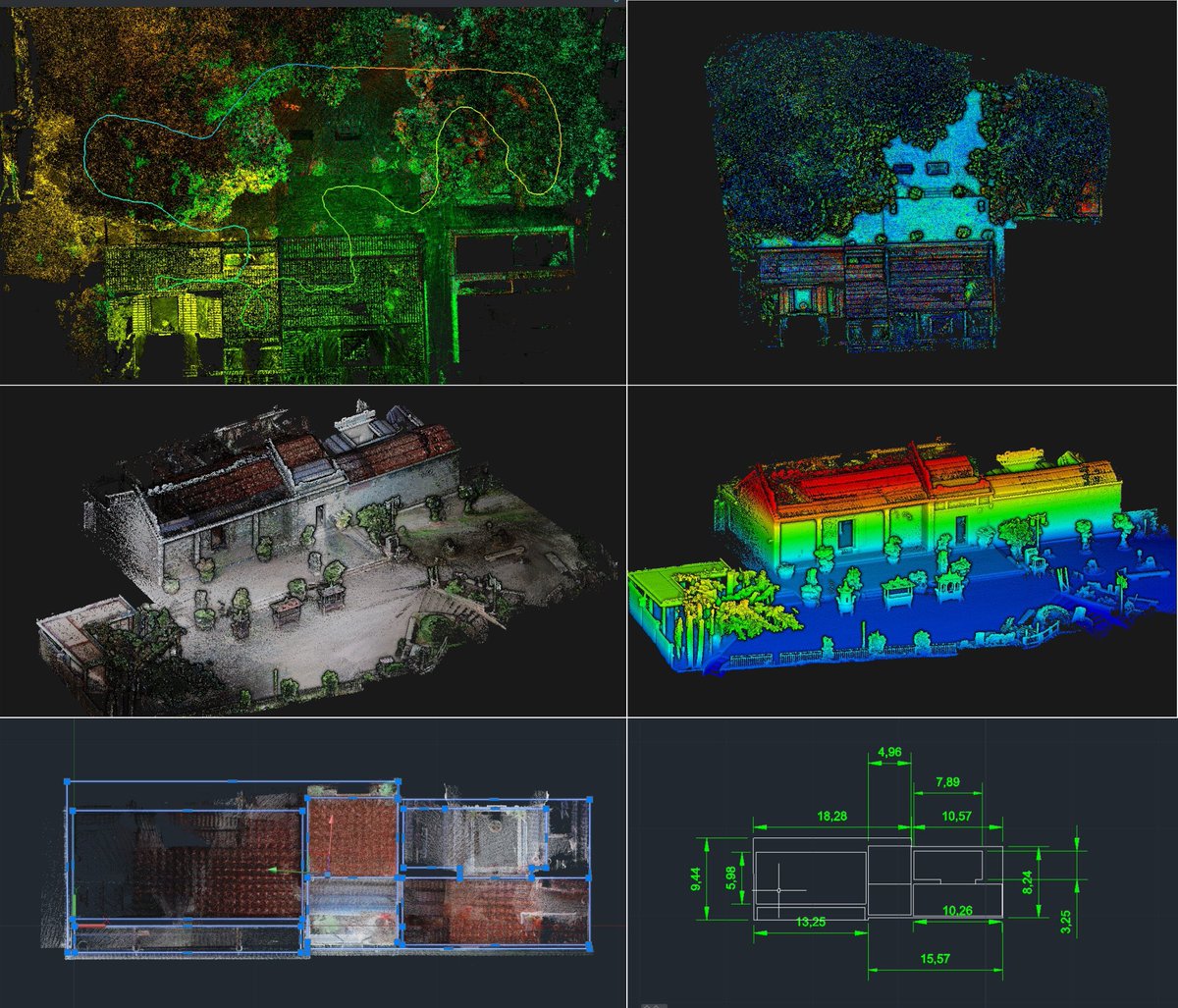 RobotSLAM is well suited for building scanning to obtain colorized 3D point clouds, drawing the planar map, and calculating the house area based on the point clouds.