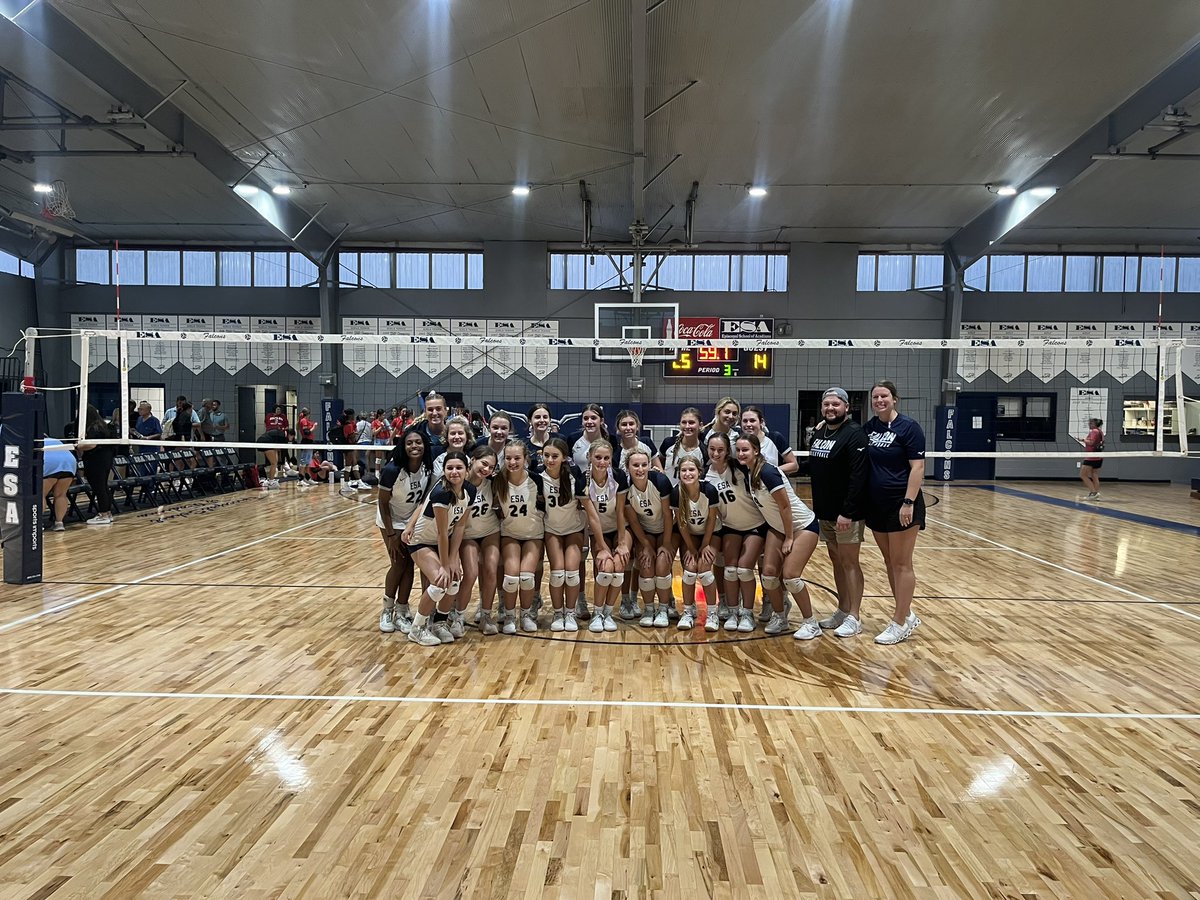 ESAFalcons's tweet photo. ESA Volleyball opens the season with 25-14, 25-11, 25-14 over ARCA. The Falcons will be back in action Thursday at the Nest vs Catholic NI 6:00. https://t.co/dzE8o82uGj