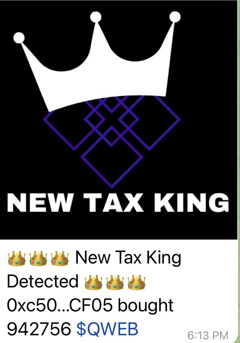 QWebOfficial's tweet photo. We have our first Tax King!

He will earn .5% of all transaction for 24 hours until someone dethrones him … 😉 https://t.co/LN3ZQw1aRZ