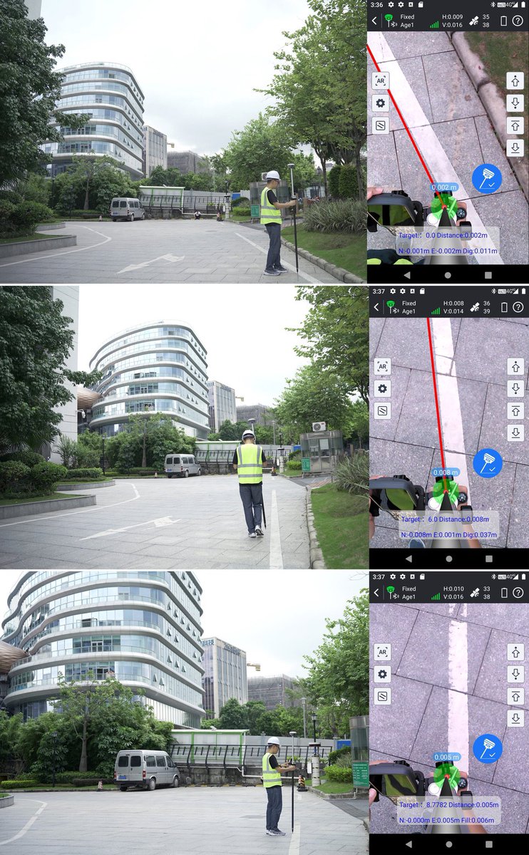 The latest version of #SurvStar supports 
#AR Line Stakeout! After selecting the target line and enabling AR mode, SurvStar will utilize the bottom camera of #InsightV2 to display the position of the line in the actual scene, which makes #Stakeout easier and more immersed.
#SOUTH
