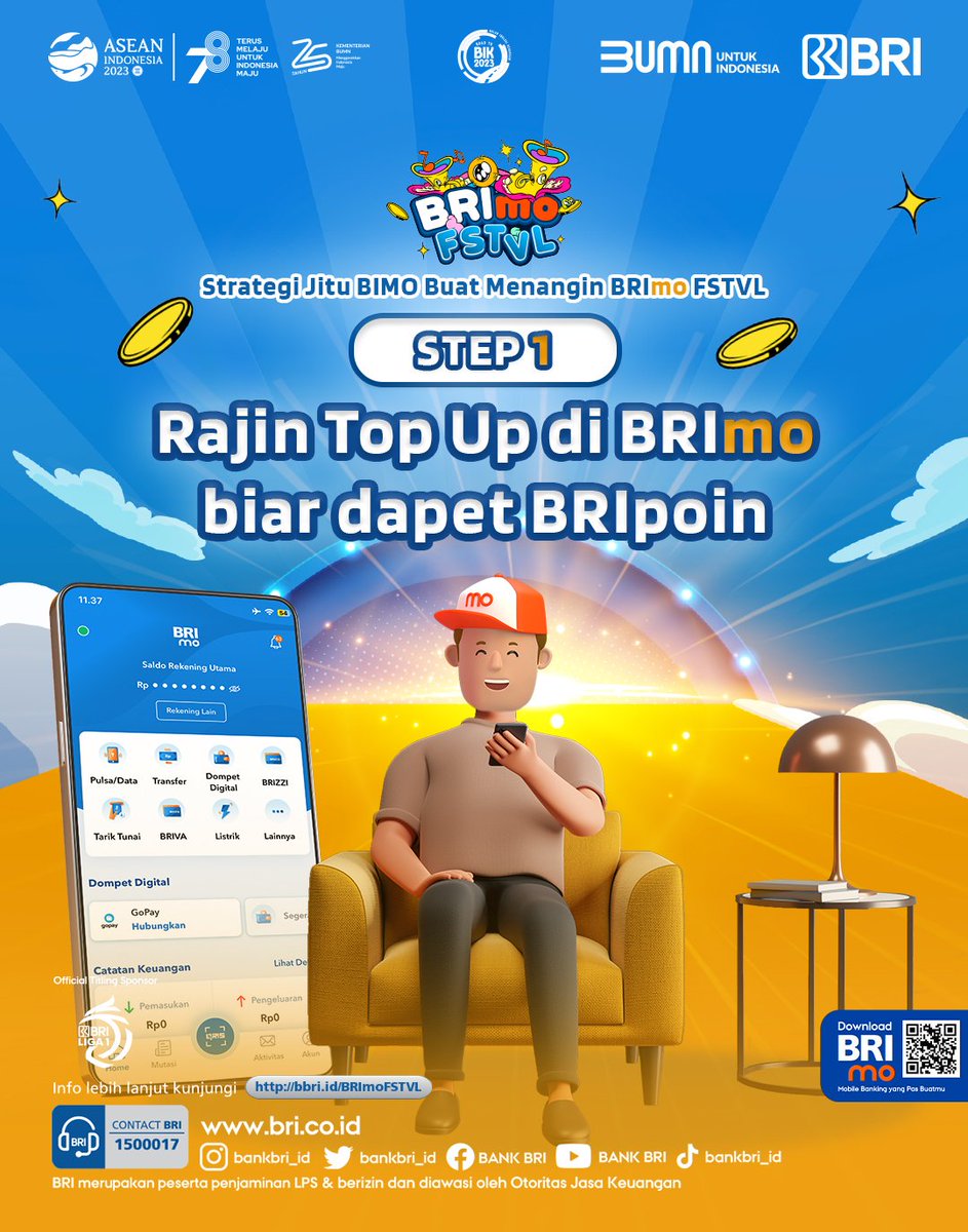 promo_BRI's tweet photo. Kita boleh berencana, tapi kalau mau dapet banyak hadiah dengan grand prize mobil listrik keren,ikut BRImo FSTVL aja!Yuk,transaksi sebanyak mungkin pake BRImo! Download BRImo, perbanyak transaksi, dan menangkan hadiahnya! Kunjungi https://t.co/G1uN98lKPx 
#BRI #BRImo #BRImoFSTVL https://t.co/X4qiuCDAQL