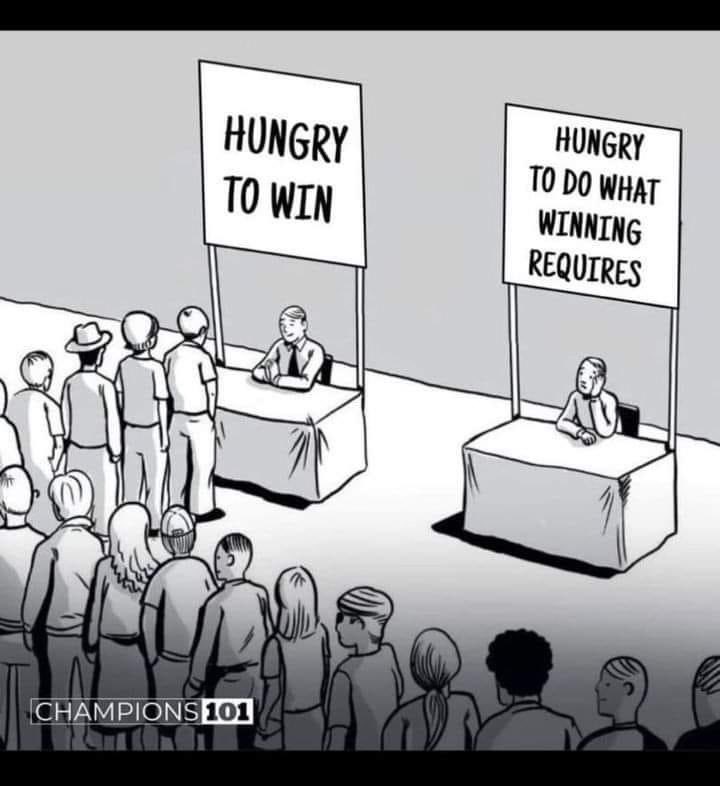 Lots of athletes desire to win until they find out what all it entails to do so. 

Don’t be afraid of the hard.
Don’t be afraid of hurting.
Don’t be afraid of failing.

If winning was easy, it wouldn’t be worth it. 
⚡️⚡️⚡️